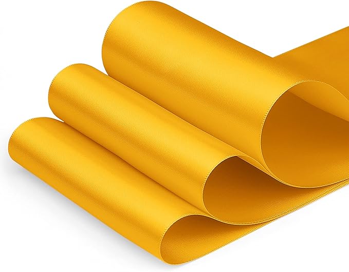Humphrey's Craft 4 Inch Gold Double Faced Satin Ribbon - 5 Yards Variety of Color for Crafts Gift Wrapping Cutting Ceremony Decoration Sewing Christmas Tree Wedding and Dining Tables.