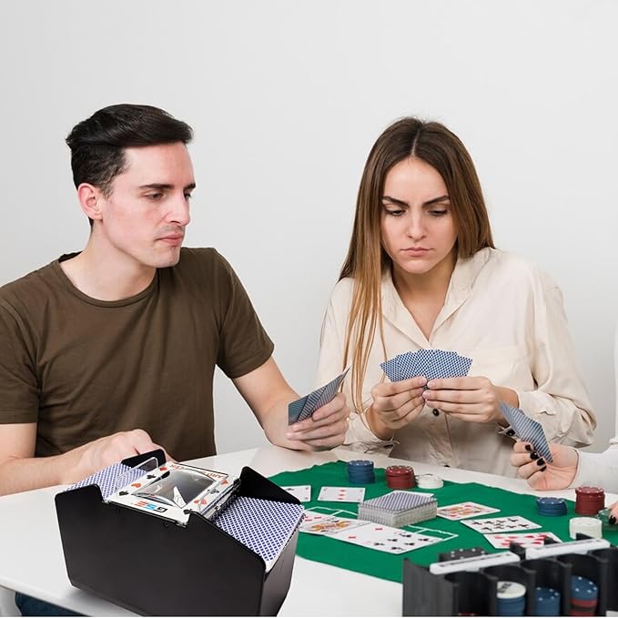GSE Games & Sports Expert 4-Deck Automatic Card Shuffler, Battery-Operated Shuffler Machines for Playing Cards, Blackjack, Texas Hold'em, Canasta, Bridge, UNO Card Games