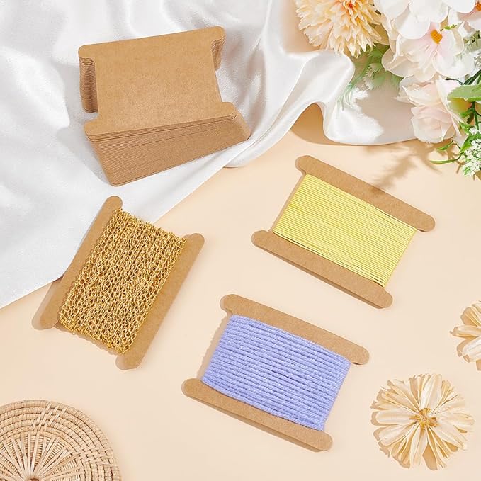 PH PandaHall 50pcs Ribbon Storage Ribbon Spools Organizer Embroidery Floss Bibbon for Thread Holder Empty Cardboard Yarn Bobbin for Cotton Thread Cross Stitch Craft DIY Sewing 3.5x2.5 Inch