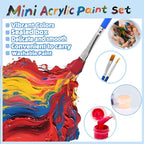 OLINGYOU 50 Pack Mini Acrylic Paint Set, 12 Colors Washable Paint Strips for Kids & Adults - Includes 100 Brushes, 600 PCS Kids Paint Kits for Easter Eggs, Birthday, Classroom Party，School Supplies