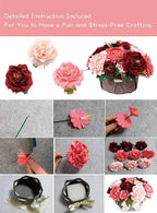 BAZIMA DIY Felt Flower Art Craft Kit, DIY Felt Peony Pot Bonsai Kit,18 Peonies,Floral Gifts