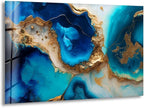 My Photostation.com 30Wx24H'' Blue Alcohol ink Glass Wall ArtTempered Glass Printing Wall Decor Large Wall Art Wall Hangings