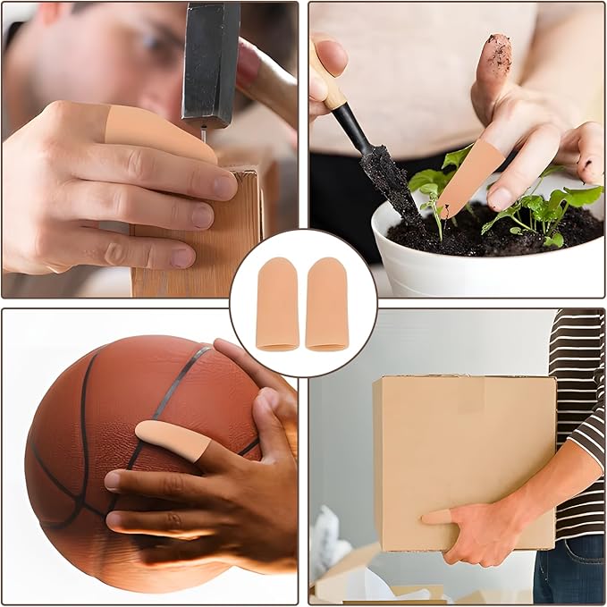 10PCS Silicone Finger Protectors Cots Thumb Protector - Waterproof Finger Protector for Cuts, Injuries & Crafting, Fingertip Protector Glove That Covers Thumb Finger Covers(Medium & Large, Nude)