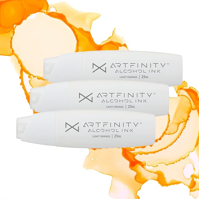 Alcohol Inks 3 Pack - Vibrant, Professional, Dye-Based Alcohol Inks for Artfinity Alcohol Markers, Artists, Drawing, & More! - Light Orange YR1-1