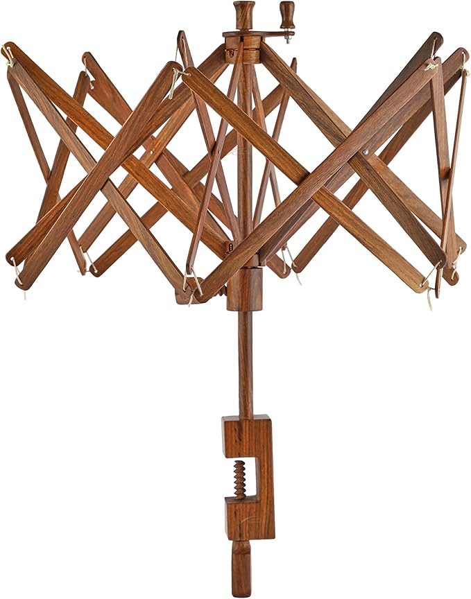 Wooden Yarn Umbrella Swift Winder, Yarn Winder for Knitting Crocheting X-Large Heavy Duty Winder, Natural Beach Wood Handmade Swift, Holds up to a 6' Circumference Skein