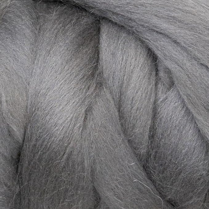 Colored Natural Wool roving, 1 lb. Best Wool for Needle Felting, Wet Felting, handcrafts and Spinning. (Graphite, 1 lb)