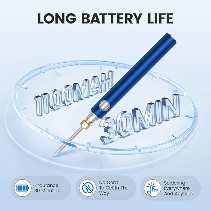 Cordless Soldering Iron Kit, Wireless Electric Soldering Gun Pen, 1100mAh Large Battery, Portable and Rechargeable for Home Appliance Repair, Electronic Components, DIY