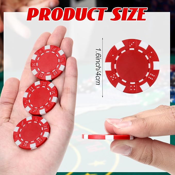 100 Pcs 11.5 Gram Poker Chips ABS Monte Carlo, 40 mm Bingo Chips Tokens Markers Blank Counting Bulk for Blackjack, and Card Night Poker Games