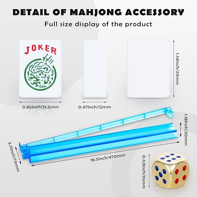 NEW American Mahjong Game Set,166 Premium White Tiles with Portable Metal Dices，4 All-in-One Racks with Pushers, Mah-Jong Games Sets, Ma Jong Tile Game FASHION