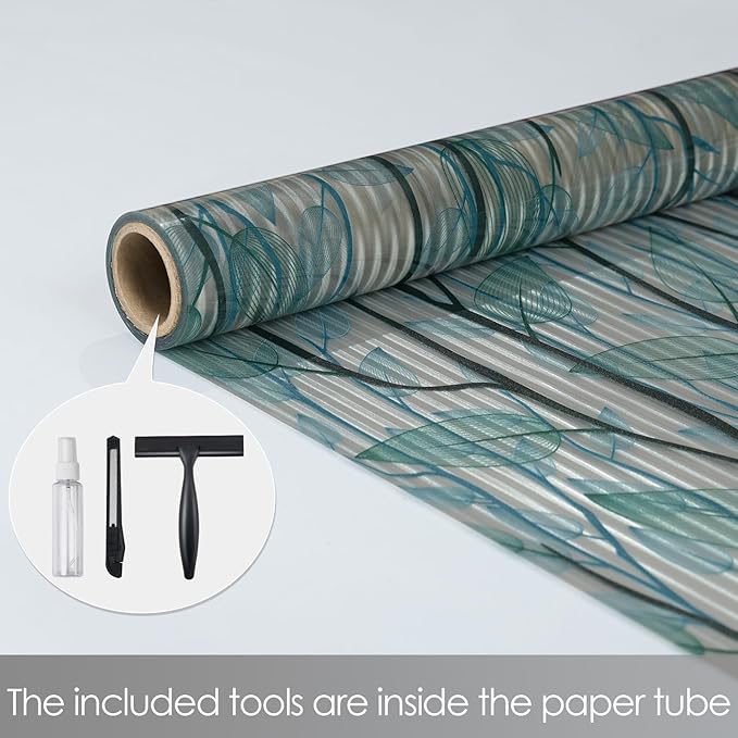 DKTIE Nature Pattern Rainbow Window Film Decorative Stained Glass Window Film Static Cling Films Easy Apply Removable Comes with Tools (U1747-Reeded Glass, 35.4" x 78.7")