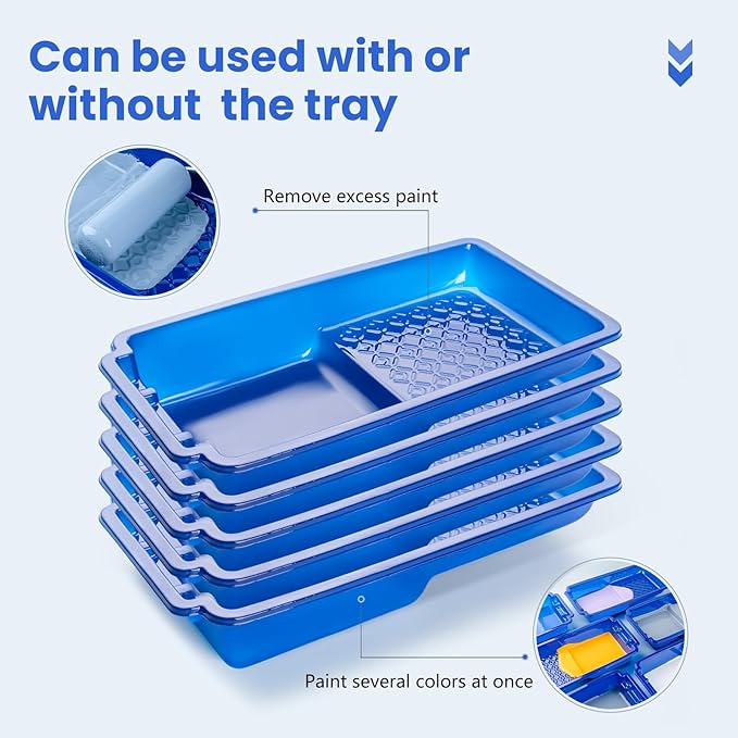 Mister Rui 4 Inch Paint Tray Liners, 15 Pack, Plastic Paint Trays, Small Paint Trays for Painting
