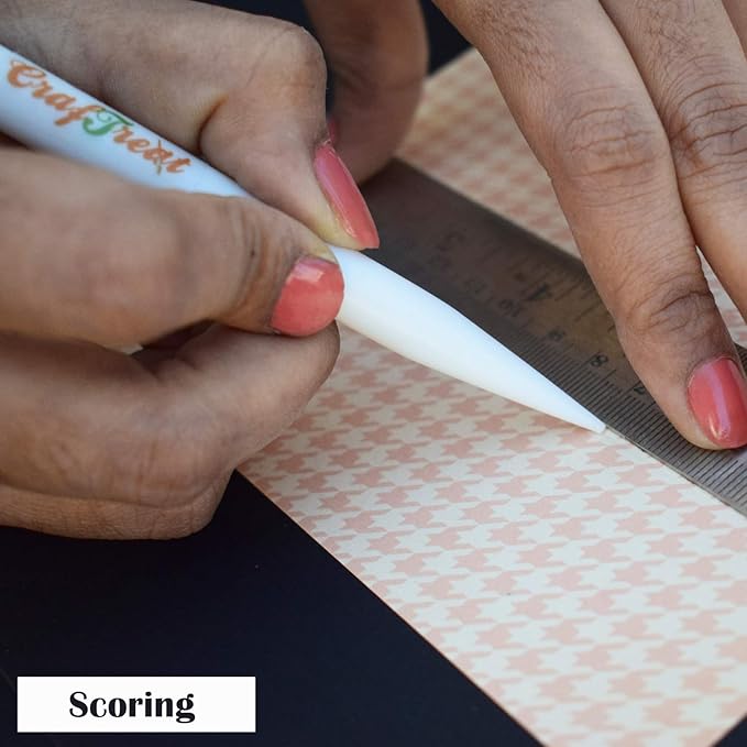 CrafTreat Teflon Bone Folders for Card Making - Burnisher Bone Folder - Teflon Bone Folder Tool for Scoring Creasing Origami and Paper Crafts- Pencil Shape Tool