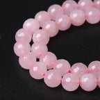 36pcs 10mm Natural Rose Pink Quartz Crystal Faceted Stone Beads for Jewelry Making Energy Healing Power Stone Beads DIY Bracelet Necklace Accessories 15" (10mm, Faceted Rose Quartz)