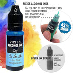 Pixiss Green Alcohol Ink Set - 5 Shades of Highly Saturated Alcohol Ink for Epoxy Resin Supplies, Yupo Paper, Tumblers, Coasters - Resin Colorant for Epoxy Resin and Resin Art Supplies
