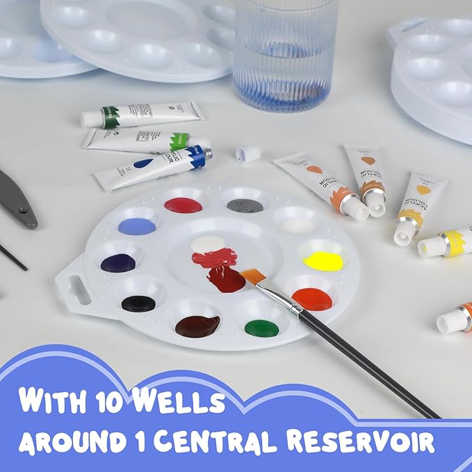 Paint Tray Palettes, Plastic Paint Pallets with Hanging Hole for Kids or Students to Paints on School Project, Art Class or Have a Birthday Painting Party -12pcs