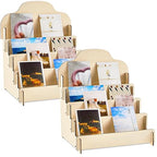 Barydat 2 Pcs 4 Tier Greeting Card Display Stand Wooden Sticker Display Stand Portable Card Display Rack for Vendors Retail Counter Table Display Trade Shows Showcase (Wood Color,11.8 Inch)