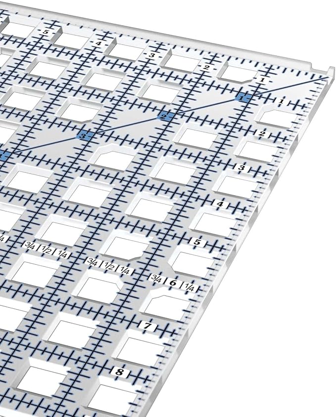 TrueCut Rectangle 24.5" x 6.5" Quilting Ruler with Track and Guide for Straight Cuts - Innovative Quilting and Sewing Ruler for Accurate Fabric Cuts with 1/8th Measurements