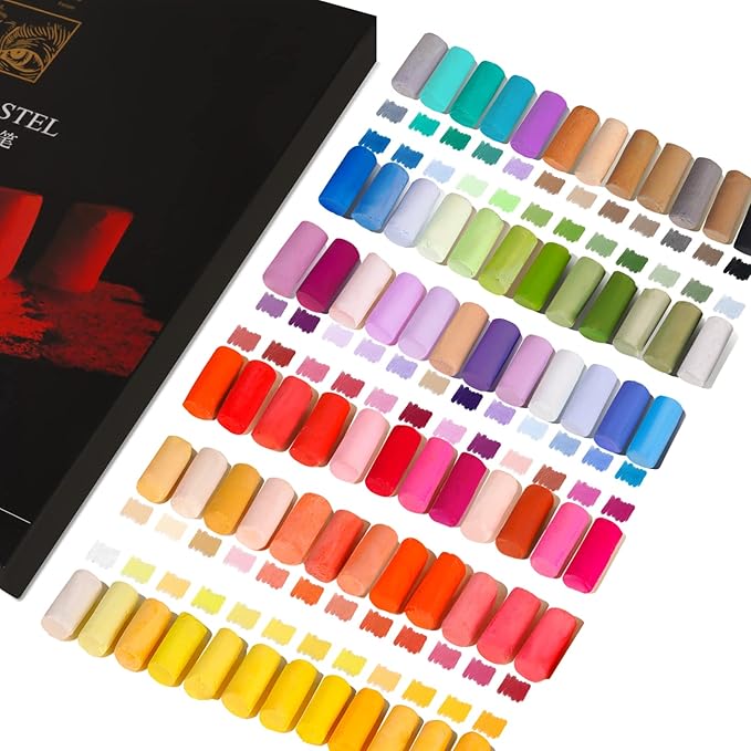 Paul Rubens Professional Soft Pastels, Handmade 72 Vibrant Colors Chalk Pastels Smooth and High Adhesion for Painting, Drawing, Blending, Crafting, Ideal Art Supplies for Artists, Beginners