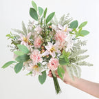 Serra Flora Artificial Greenery Stems Box Set,(Pack of 47pcs) with 9 Kinds of Faux Pink Green Filler for DIY Bridal Bouquets Wedding Floral Arrangement Table Centerpieces