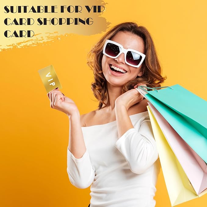 weparmeety 100 Pcs Metal Engraving Blanks Aluminum Sheet Laser Engraving Business Card Multipurpose DIY Gift Cards 86 x 54 x 0.21 mm (Gold)