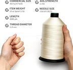 Extra Strong Bonded Nylon Thread #69 Tex70 – 16 OZ, 6000yds, Versatile Stitching Solution for Leather, Upholstery, Canvas Repair and More (Beige)