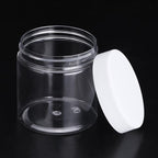 Chuangchou Empty Clear Plastic Storage Favor Jars Wide-mouth Plastic Containers with White Lids (12 Pack) for Beauty Products, DIY Making or Others (8 oz)