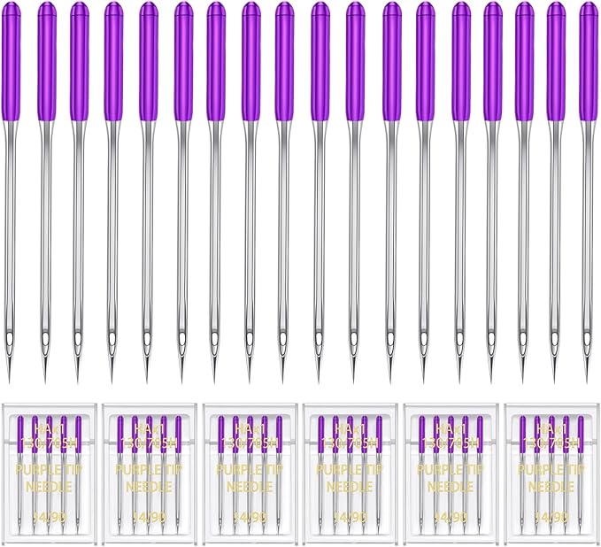 HONEYSEW 30 Pieces Sewing Machine Needles HAX1 130/705H Universal Regular Point Flat Shank Sewing Needle Compatible with Singer, Brother,Janome,Pfaff and Other Brand (Purple Size 14-30PCS)