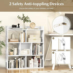 Giantex 7 Cube Bookshelf of 2, Free-Standing Wooden Bookcase, 4 Tier Home Display Shelf, Horizontal Storage Unit w/Anti-Toppling Devices, Open-Back Display Rack for Study, Living Room, White