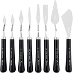 PHOENIX High Flexible Palette Knife Set, 8 Pieces Stainless Steel Painting Knives (31,33,34,42,43,44,46,51) Art Knife with Wood Handle, Paint Spatula for Oil Acrylic Paint