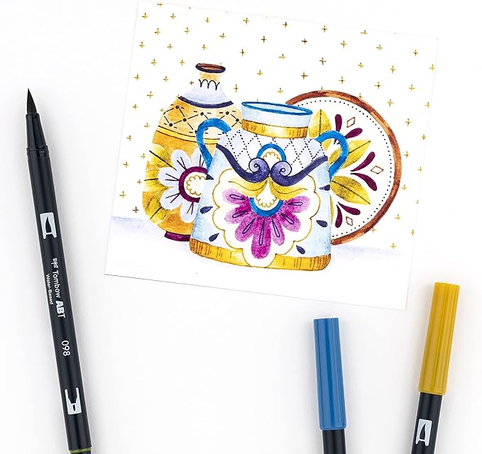 Tombow 56186 Dual Brush Pen Art Markers, Muted, 10-Pack. Blendable, Brush and Fine Tip Markers