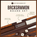 Get The Games Out Backgammon Set for Travel - Small Classic Board Game Case with Strategy Guide & 15 Game Pieces (Brown)