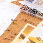 Yalis Push Pins Map Tacks 1/8-Inch Metallic Color Beads Head Marking Pins, 6 Colors, 360-count