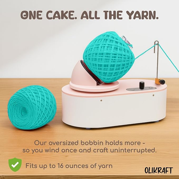 Olikraft Tabletop Electric Yarn Winder for Crocheting | Swift Electric Yarn Ball Winder Large Capacity | Ball Winders | Cake Winders | No Tensioner Included | No Clamp Required (Patented)