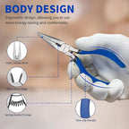 Mini Needle Nose Pliers 5"-2 Pack KAIHAOWIN Small Long Nose Pliers with Wire Cutters, Spring Loaded Thin Needle Nose Pliers, Precision Pliers Set for Crafts/Jewelry Making/Tiny Project