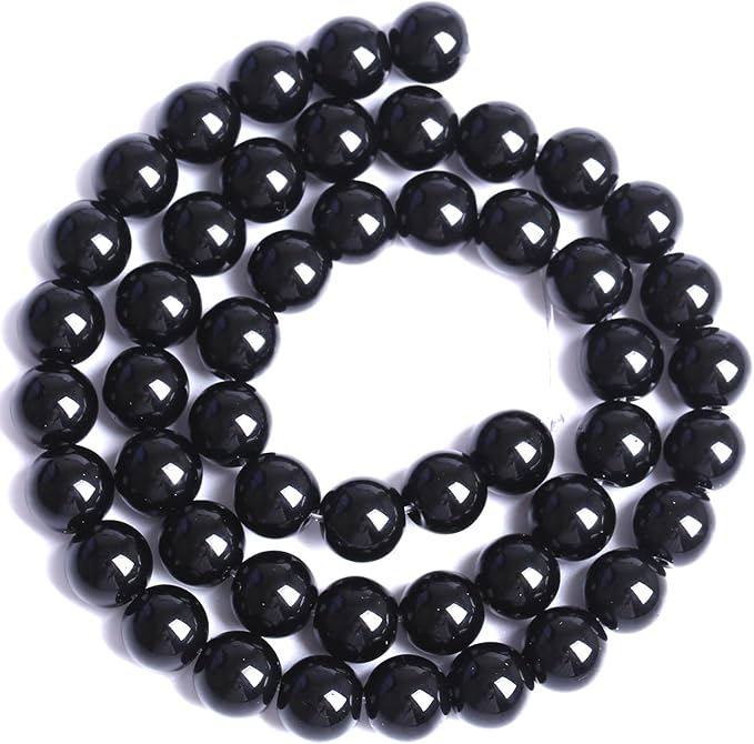 12MM Natural Black Agate Gemstone Beads Round Loose Stone Beads for Jewelry and Bracelets Making 32pcs 15"
