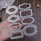 Lapoo 3D Backgrounds Frame Metal Cutting Die for Scrapbooking, New Cutting Dies DIY Album Card Making Decor Paper Craft Metal Die Cuts Party Wedding Decorations (Various Labels 6.2 x 5.1 in)
