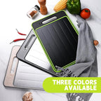 Cutting Board Double Sided,2 Pcs Vegetable Board With Sharpening Stone,Large Size+Small Size,Food Grade Stainless steel and Wheat straw PP Material,Eco-Friendly (khaki)