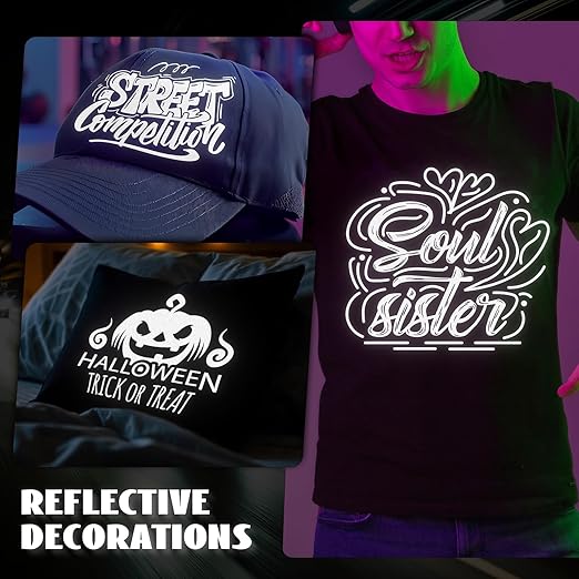 GIRAFVINYL White Reflective HTV Heat Transfer Vinyl - 12" x 7' Roll, Easy to Cut & Weed Iron on Vinyl for DIY Crafts & T-Shirts