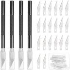 MECCANIXITY 4 Pcs Exacto Knife, Craft Hobby Knife with 40 Exacto Blades(#11) Profession Craft Knives for Crafting, Modeling, Scrapbooking (Black)