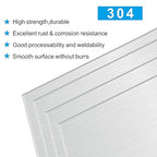 4PCS 6”x12”x1/32” 304 Stainless Steel Sheets Plate 304 Metal Stainless Steel Sheet Strip Plate (Brushed Finish) for Industry Machinery, DIY Engineer, Decoration(304)