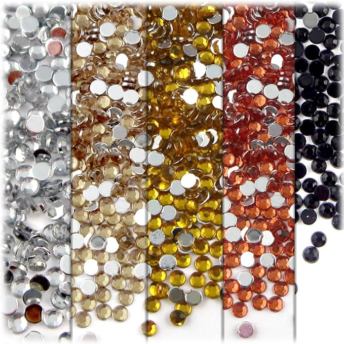 The Crafts Outlet 5-PK Set (7,200-Piece), Round 3mm Rhinestones, Flatback, Yellow Tones