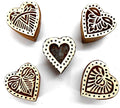 Stylish Romantic Five Hearts Wooden Blocks Stamps for Printing on Textiles, Pottery Crafts,Henna, Scrapbooking (Set of 5)