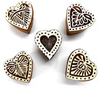 Stylish Romantic Five Hearts Wooden Blocks Stamps for Printing on Textiles, Pottery Crafts,Henna, Scrapbooking (Set of 5)