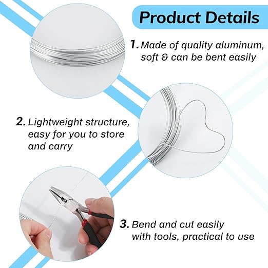 18 Gauge Aluminum Wire for Crafting - 52 Ft Bendable Sculpting Wire, Tarnish Resistant for Jewelry Making, Sculpture & DIY Art Crafts (1mm Thickness)