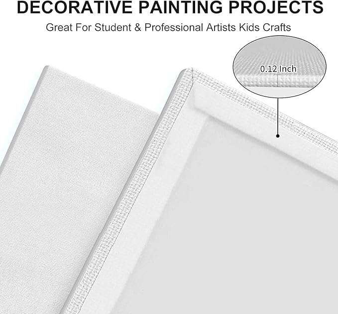 Artkey Canvas Panels 18x24 Inch 6-Pack, 10 oz Primed 100% Cotton Large Canvases for Painting, White Blank Flat Canvas Boards for Oil Acrylics Watercolor & Tempera Paints