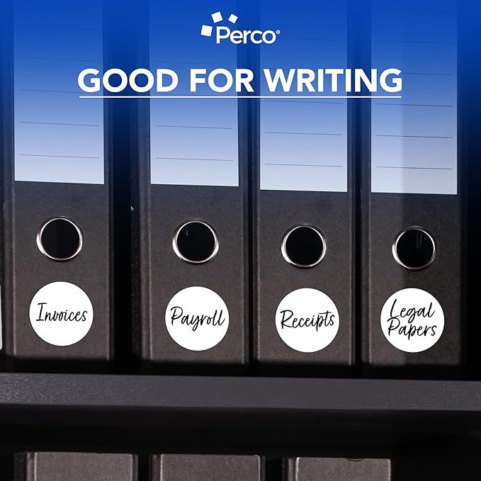 Perco White 3-Inch Round Circle Dot Sticker Labels - Multi-Roll Pack (3 Rolls, 500 Labels Each) - Permanent Adhesive, Vibrant Colors, Strong Hold - Perforated for Easy Use - Made in USA