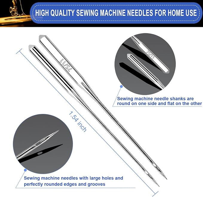 100PCS Sewing Machine Needles, Universal Sewing Machine Needle for Singer, Brother, Janome, Varmax, Needles for Sewing Machine with Sizes HAX1 65/9, 75/11, 90/14, 100/16, 110/18