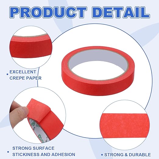 MECCANIXITY Masking Tape 0.7 Inch x 21 Yard Painter's Tape Red Paint Tapes for DIY Crafts Arts Drawing Decoration Labeling Car Painting Artist Teachers, Pack of 6