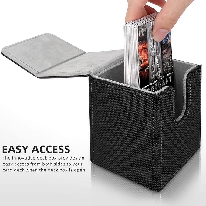 Mlikero 2 Pack Card Deck Box, Commander Deck Box Holds 200+ Single Sleeved Cards with 2 Dividers, Leather Magnetic Card Box Fit for MTG, TCG