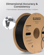 ELEGOO PLA Filament 1.75mm Sparkle Dark Gray 1KG, Glitter Twinkling 3D Printer Filament Dimensional Accuracy +/- 0.02mm, 1kg Spool(2.2lbs) Fits for Most FDM 3D Printers